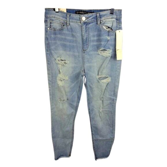 Tinseltown Juniors' Ripped Sweetie Skinny Jeans Size 11 Soft High‎ Waist No Poof - Picture 1 of 7